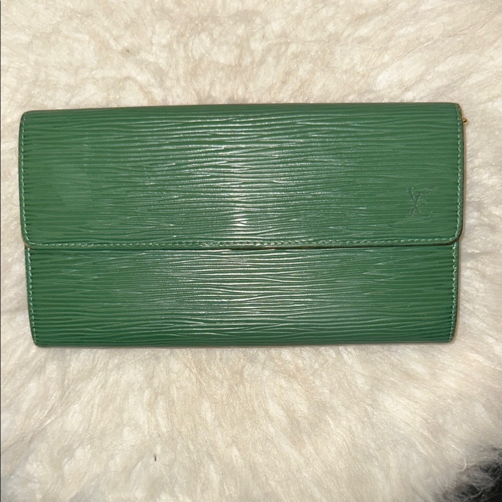 Louis Vuitton Green Textured Leather Wallet
